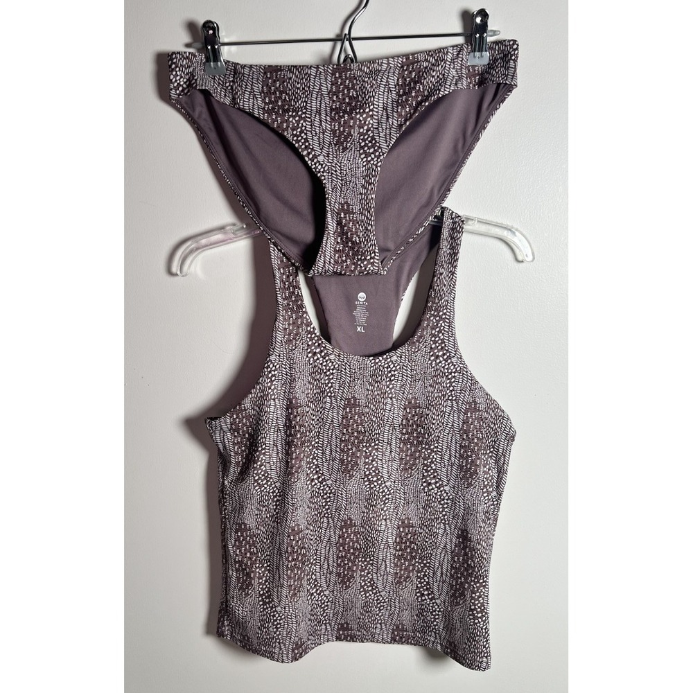 SANITA Athletics Womens Size XL Racerback Tankini Top Medium Bikini Bottom EUC